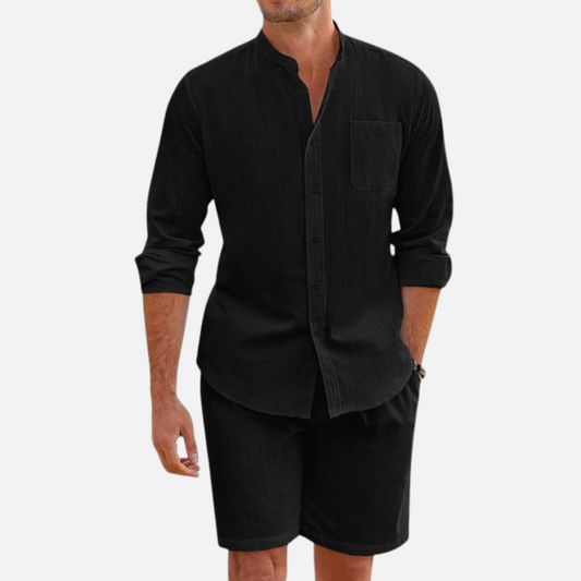 Herren 2-teilige Leinen Sommer-Outfit - Luxus Outfit Set