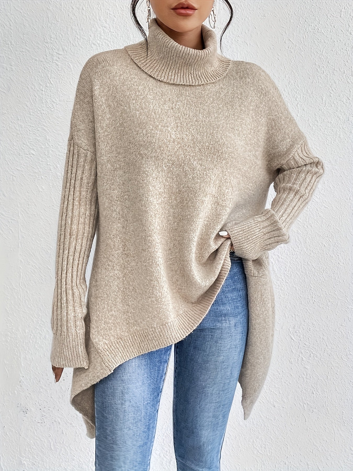 Damen Rollkragenpullover | Oversized Passform mit modernem hohen Kragen
