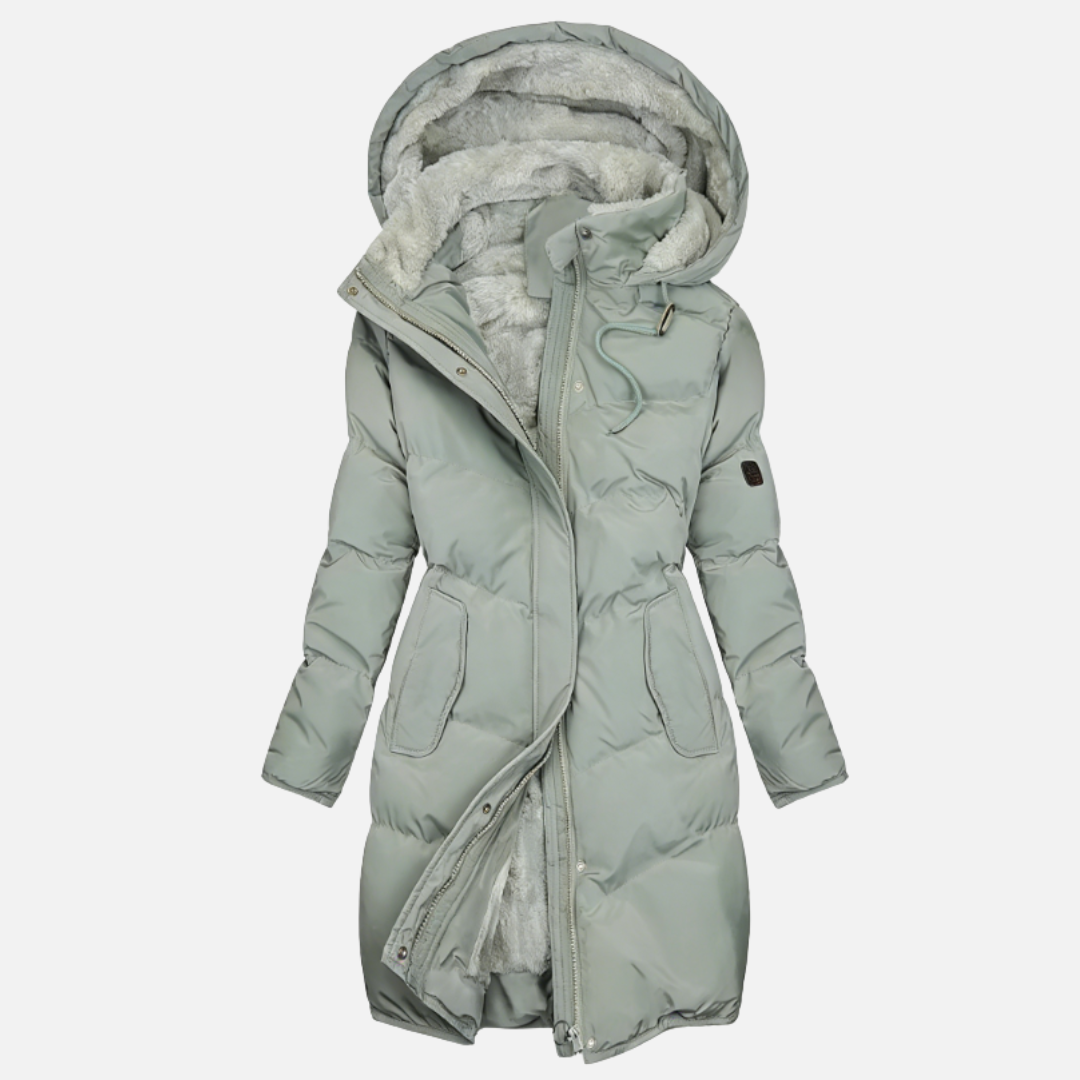 Damen Lange Puffer Parka - Warme Winterjacke