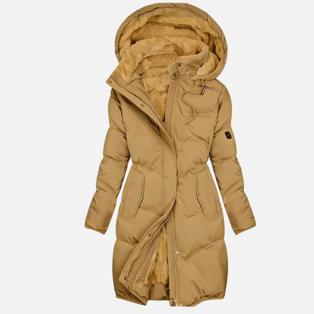 Damen Lange Puffer Parka - Warme Winterjacke