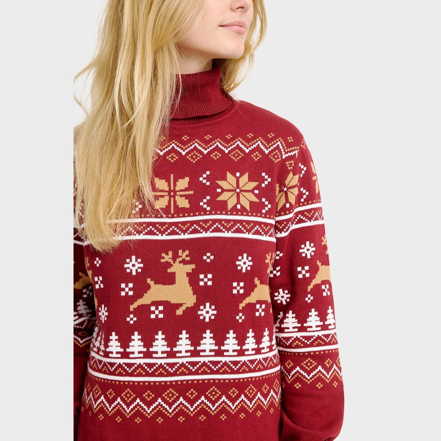 Rollkragen Weihnachtskleid – Damen