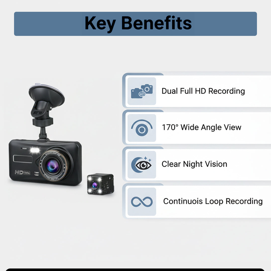Dual dash camera - front and rear - 170° angle