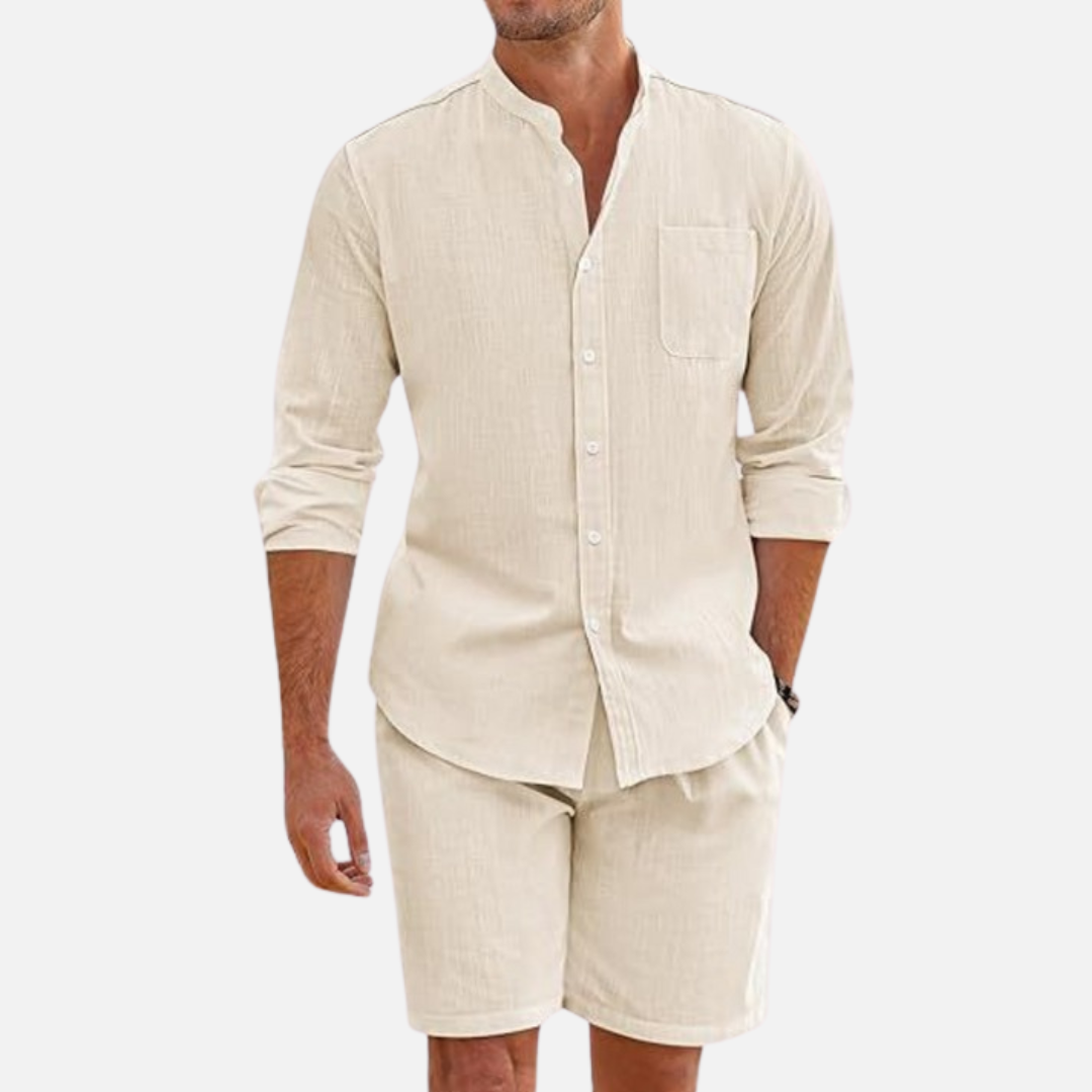 Herren 2-teilige Leinen Sommer-Outfit - Luxus Outfit Set
