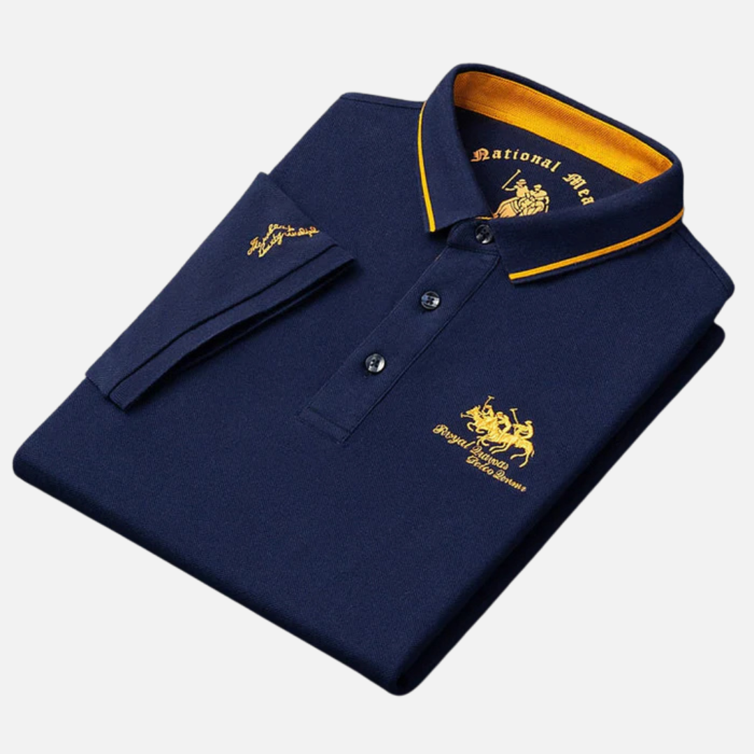 Herren Besticktes Langarm-Polohemd