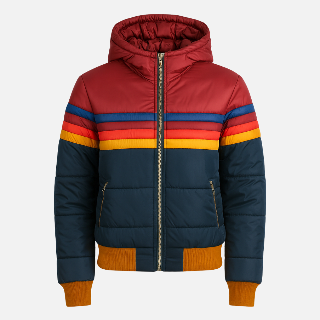 Damen Retro Farb Puffer Warmjacke