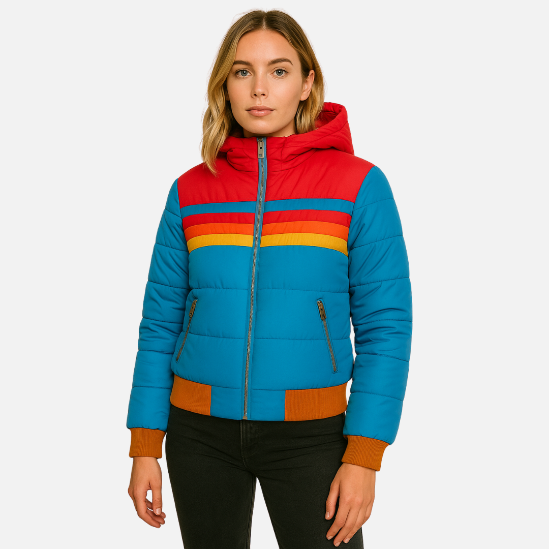 Vintage Regenbogenstreifenjacke für Frauen