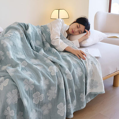 Vier Kleeblatt Baumwolldecke