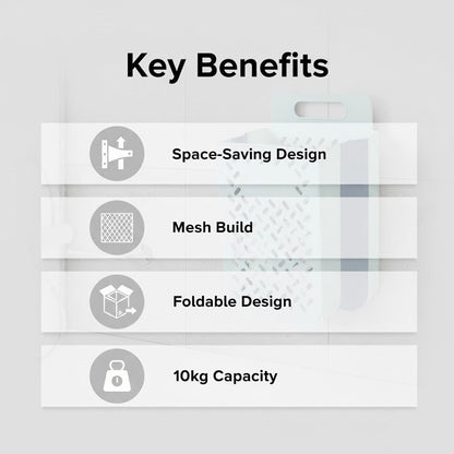 Wall-mounted laundry basket - Foldable design - Mesh construction