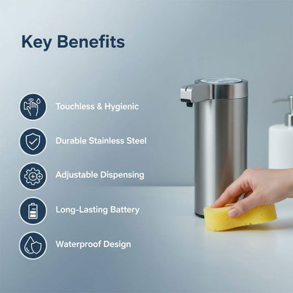 Contactloze zeepdispenser - roestvrij staal - bewegingssensor