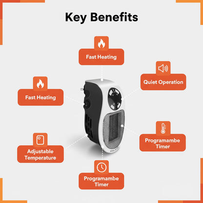 500W Tragbarer Elektrischer Heizlüfter - Kompakter Ventilatorheizer - Leiser Betrieb