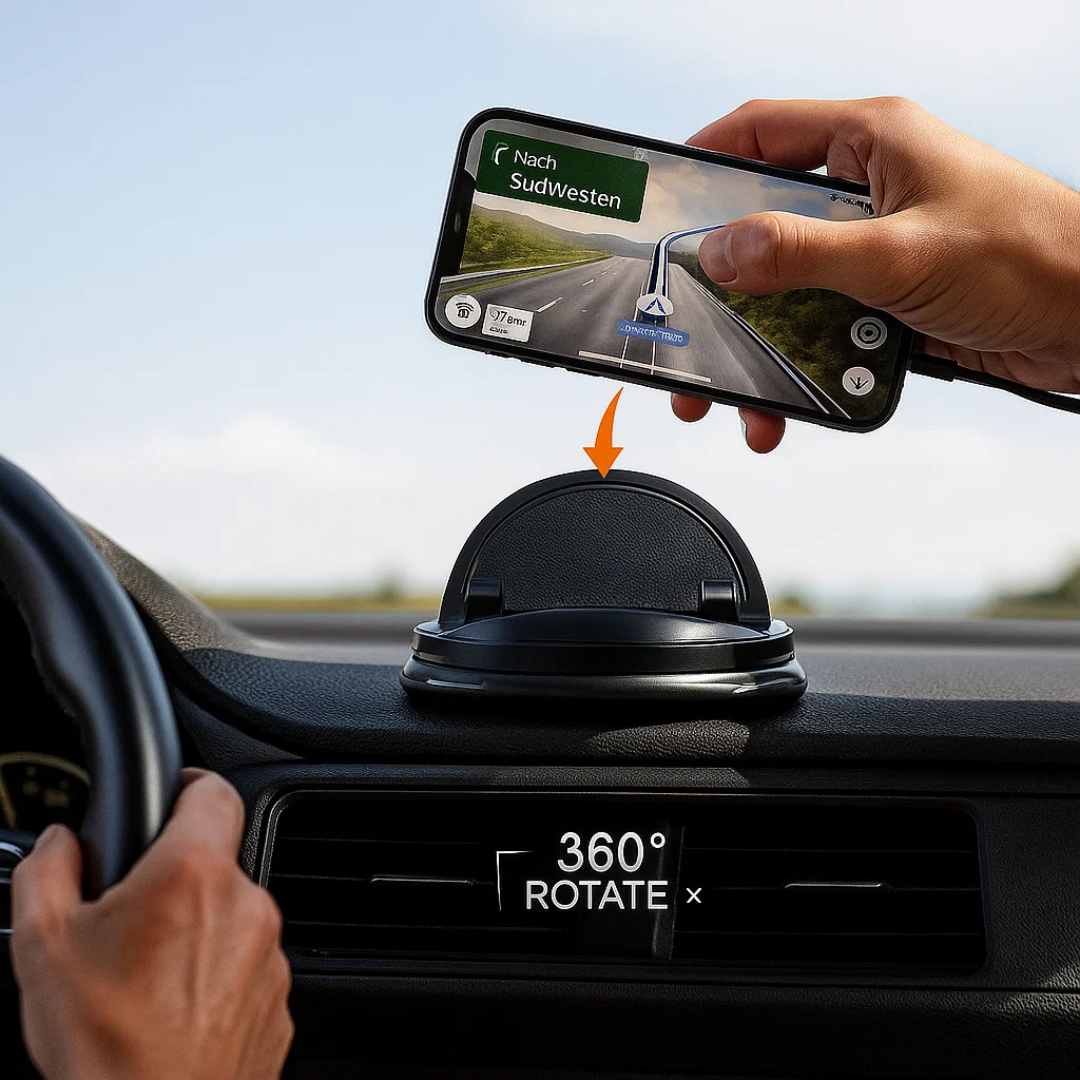 Rotating phone holder for the car