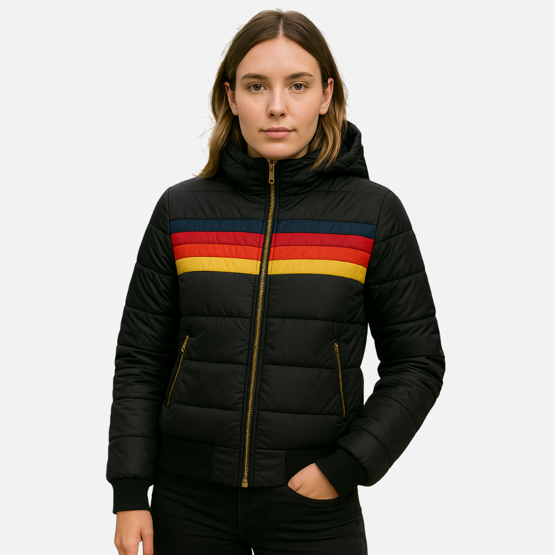 Vintage Regenbogenstreifenjacke für Frauen