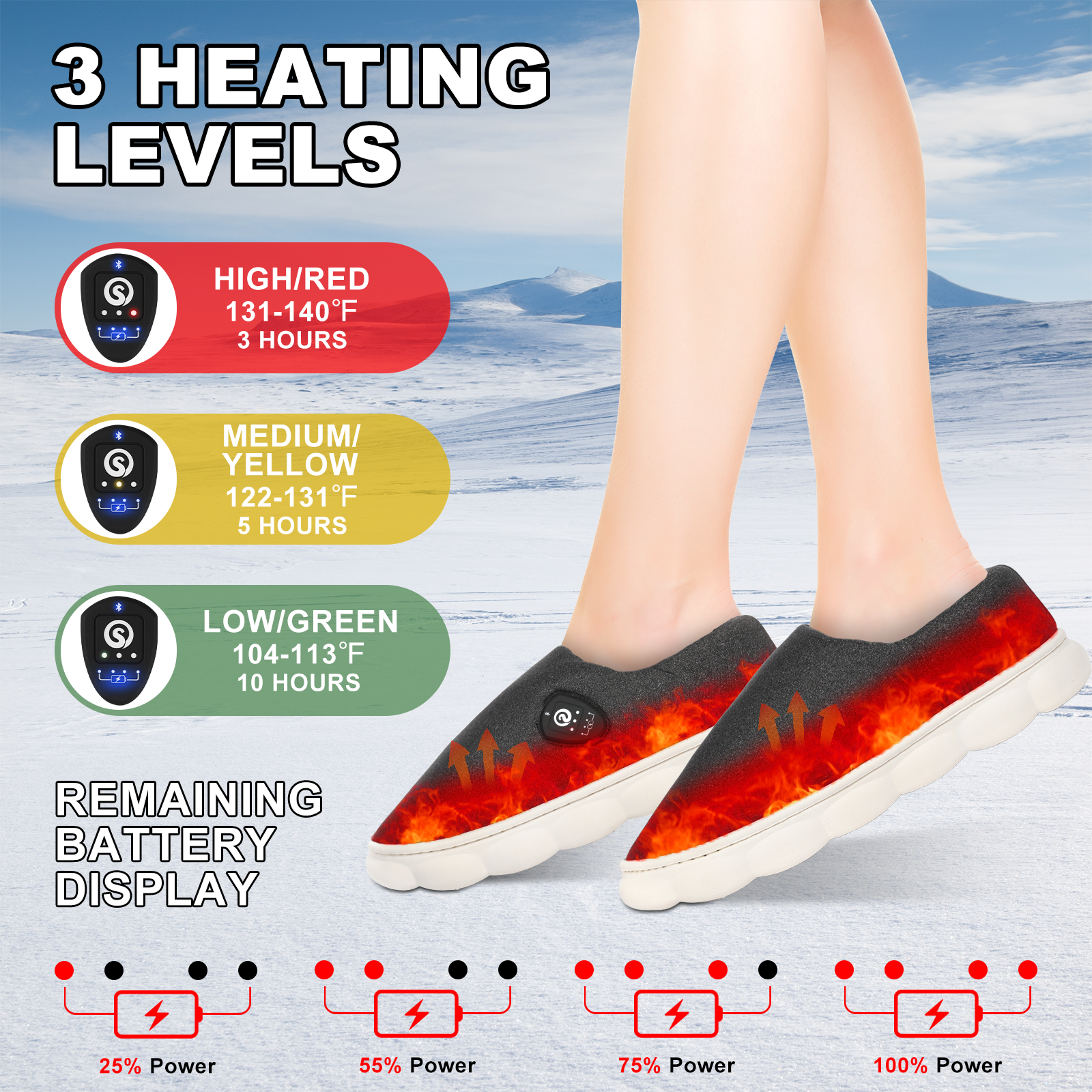 Unisex Wiederaufladbare Hochschnitt Heizslipper – APP & Tastensteuerung