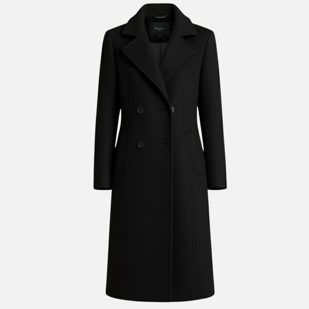 Damen Doppelreiher Wollmantel – Eleganter langer Übermantel