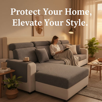 Corner sofa cover - Stretchable fabric - Assembly instructions included