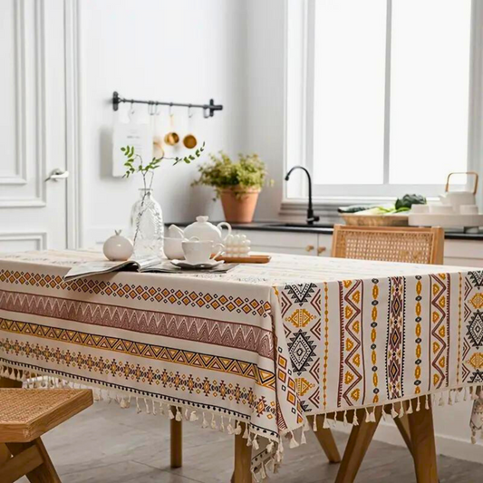 Exquisite Bohemian tablecloth with tassels