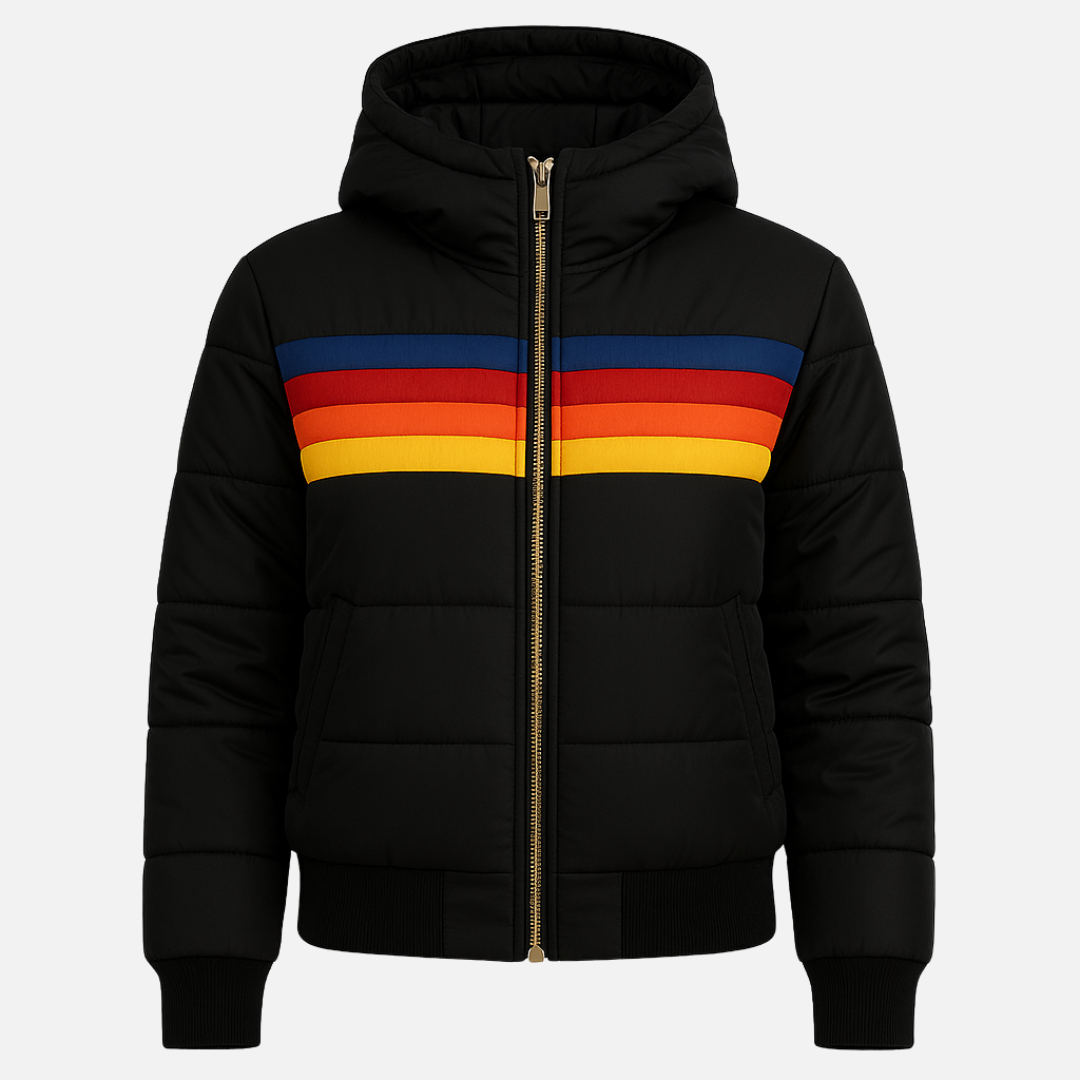 Damen Retro Farb Puffer Warmjacke