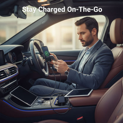 Car charging adapter - Retractable cable - Dual-port