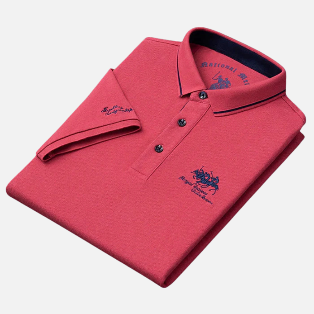 Herren Besticktes Langarm-Polohemd