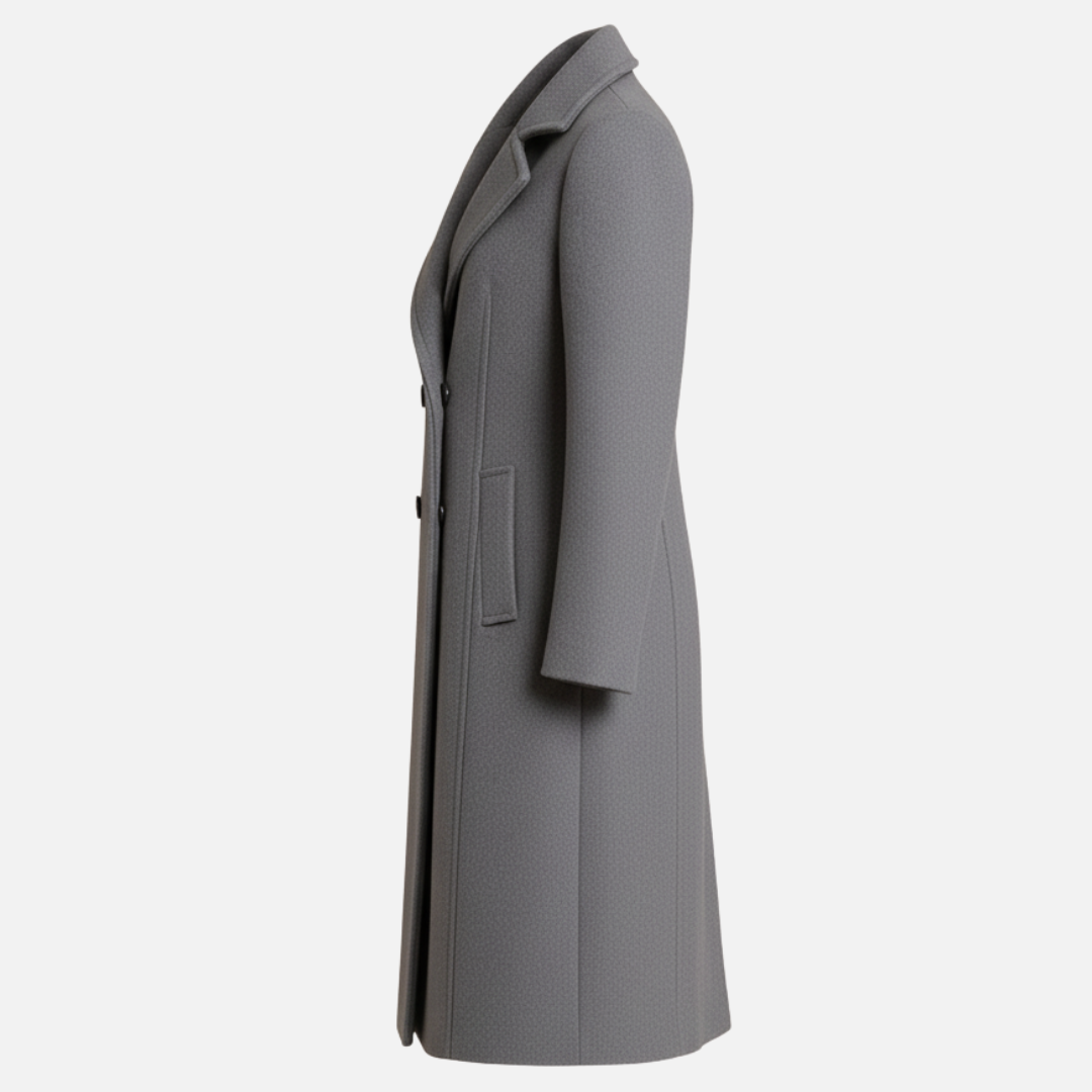 Damen Doppelreiher Wollmantel – Eleganter langer Übermantel