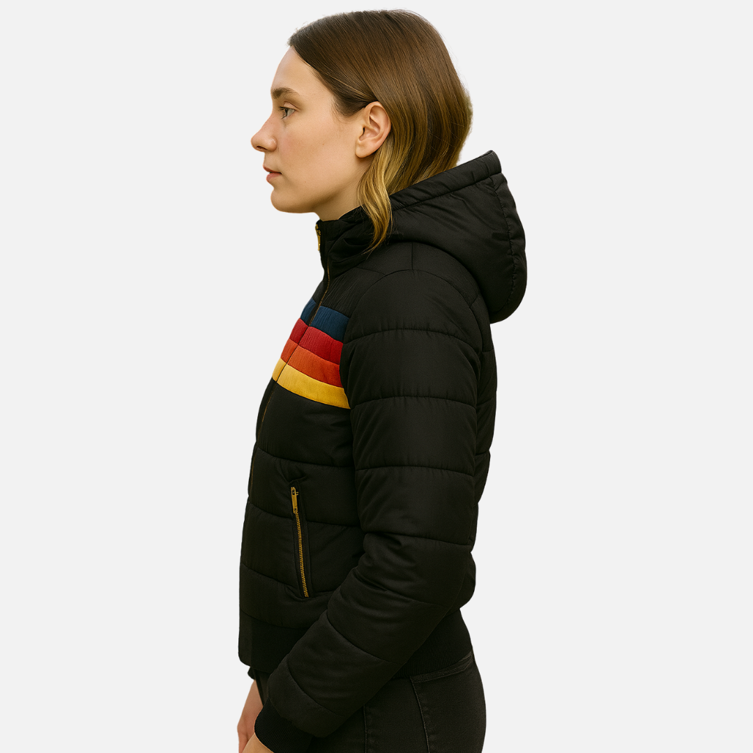 Vintage Regenbogenstreifenjacke für Frauen