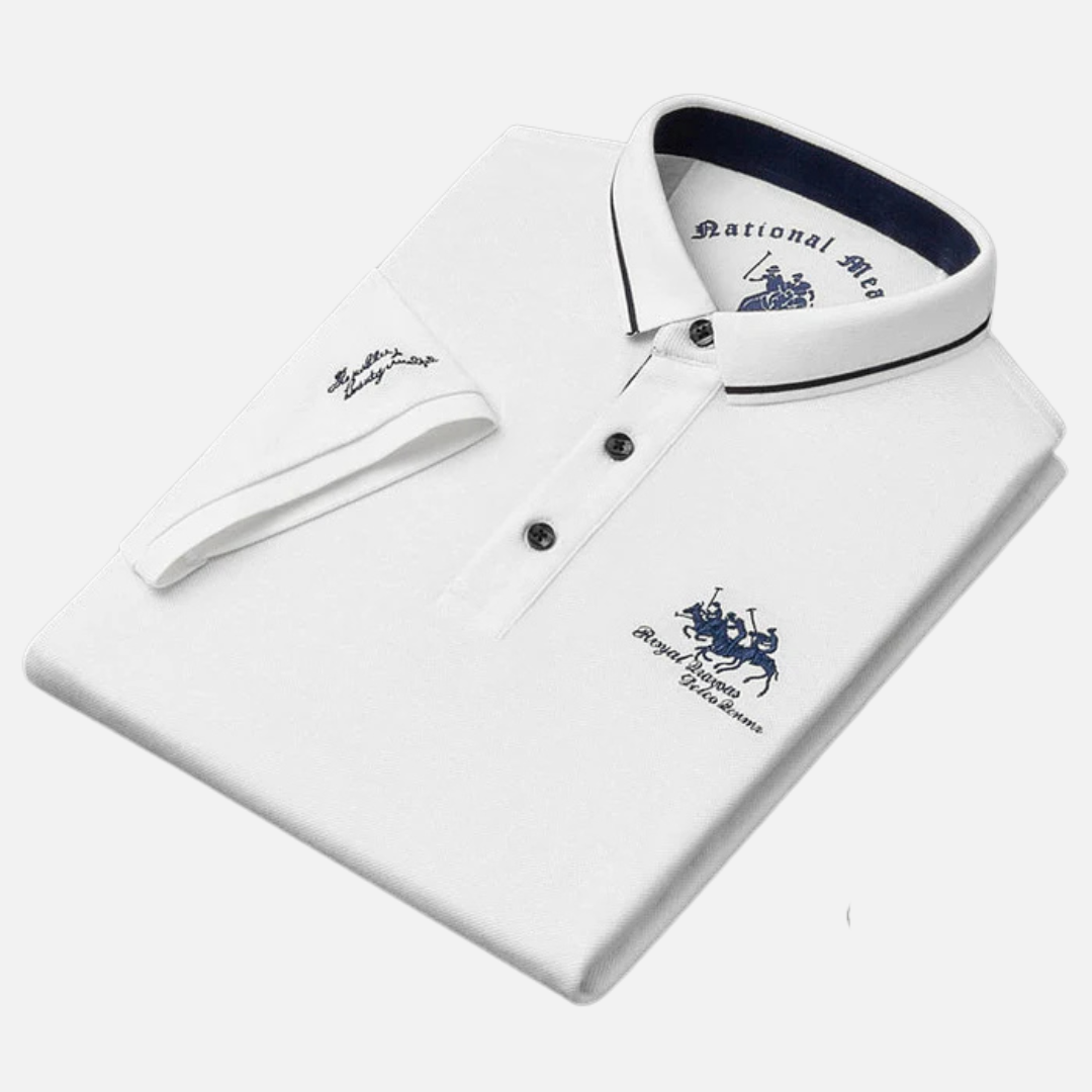 Herren Besticktes Langarm-Polohemd