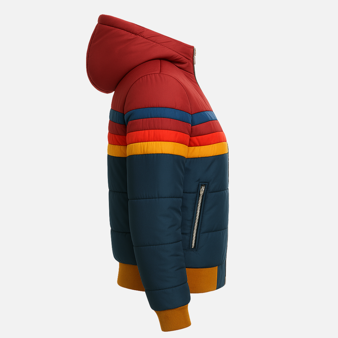 Damen Retro Farb Puffer Warmjacke