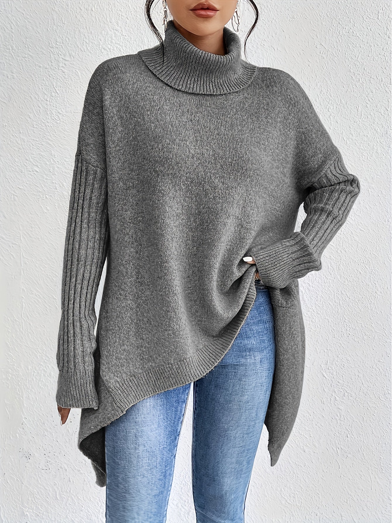 Damen Rollkragenpullover | Oversized Passform mit modernem hohen Kragen