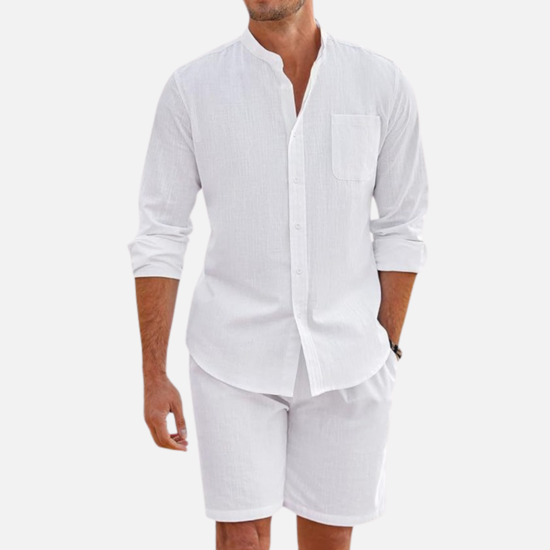 Herren 2-teilige Leinen Sommer-Outfit - Luxus Outfit Set