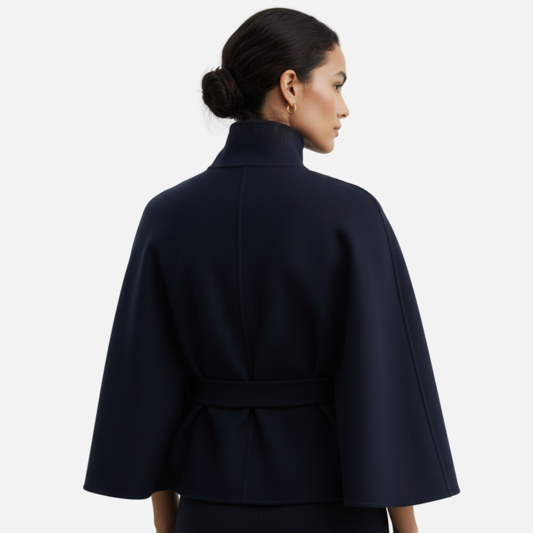 Eleganter Damen-Wollcape mit Gürtel