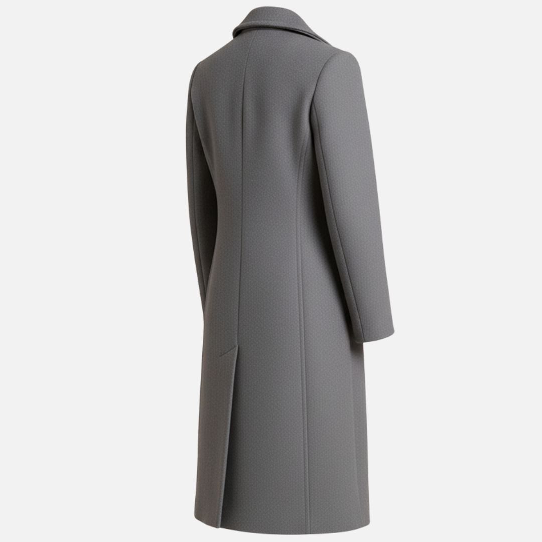 Damen Doppelreiher Wollmantel – Eleganter langer Übermantel