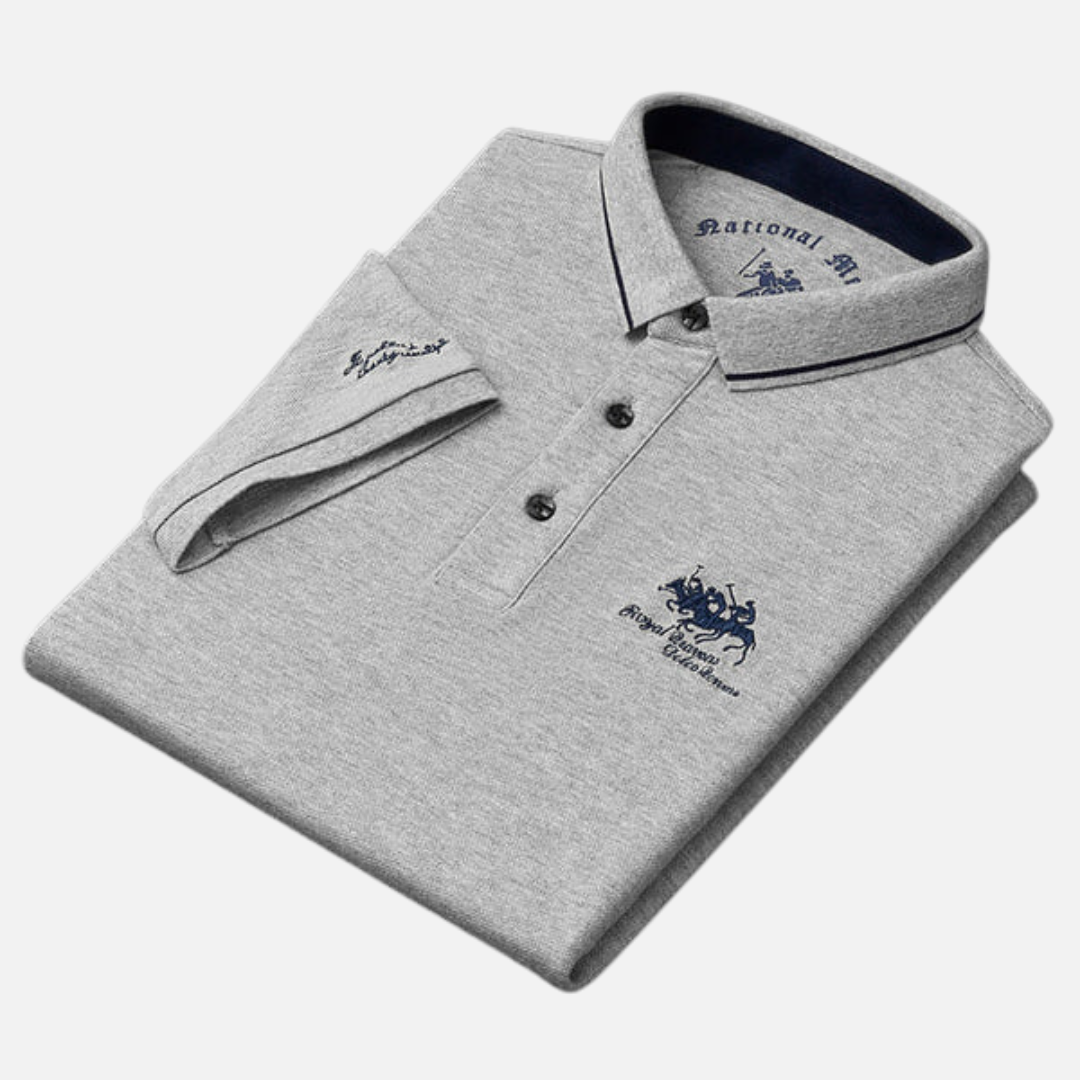 Herren Besticktes Langarm-Polohemd