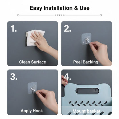 Wall-mounted laundry basket - Foldable design - Mesh construction