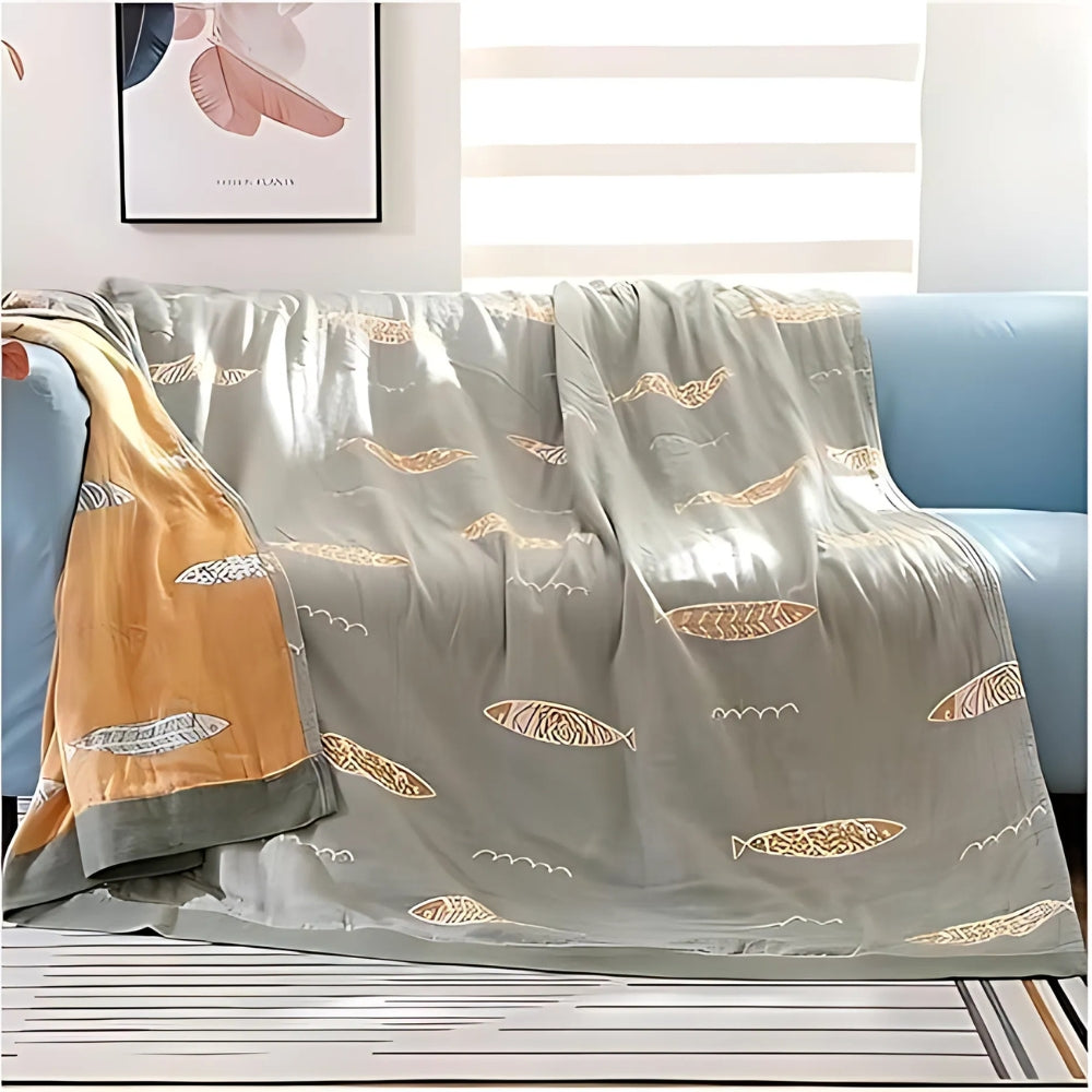 Goldener Fisch Baumwoll-Gaze Wendedecke