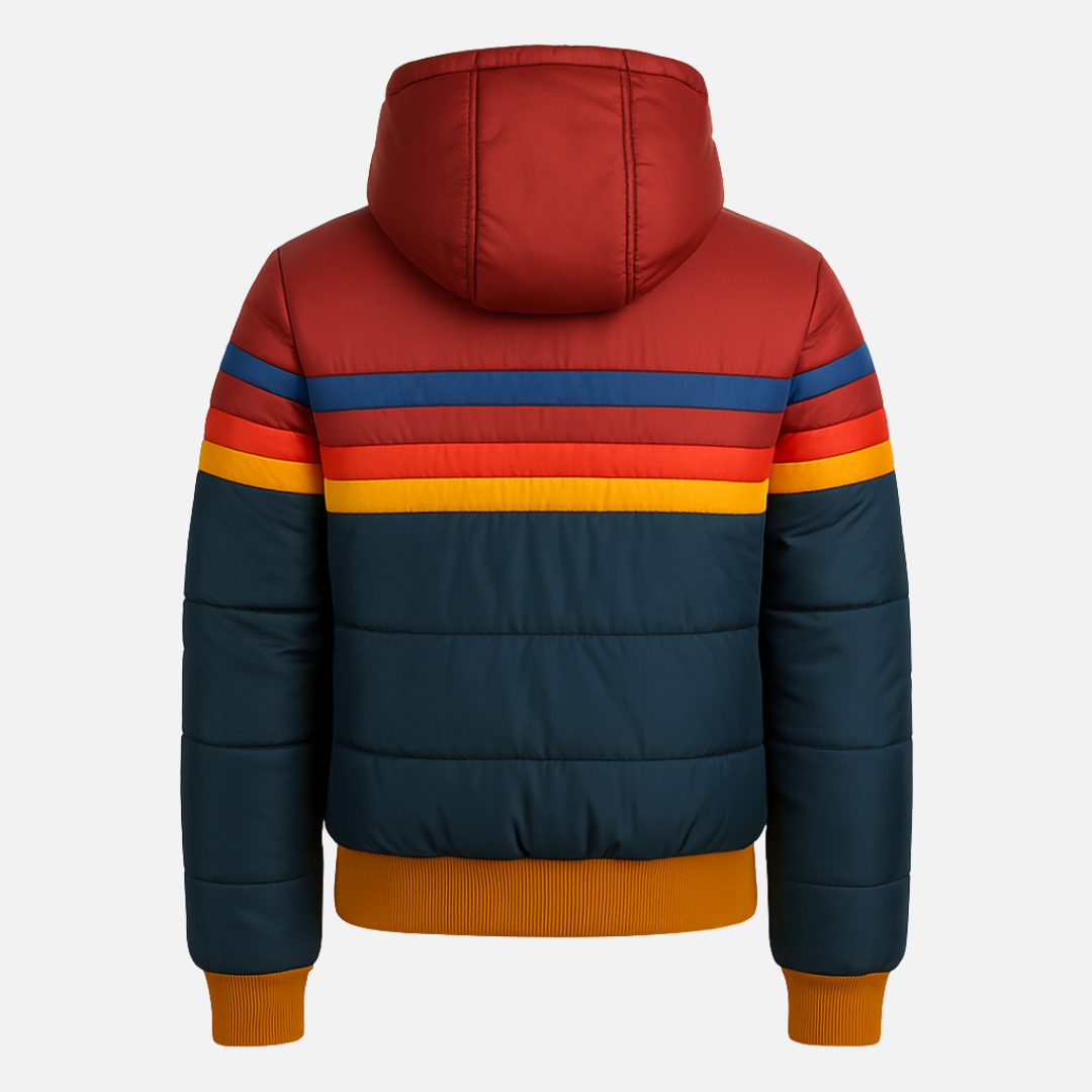 Damen Retro Farb Puffer Warmjacke