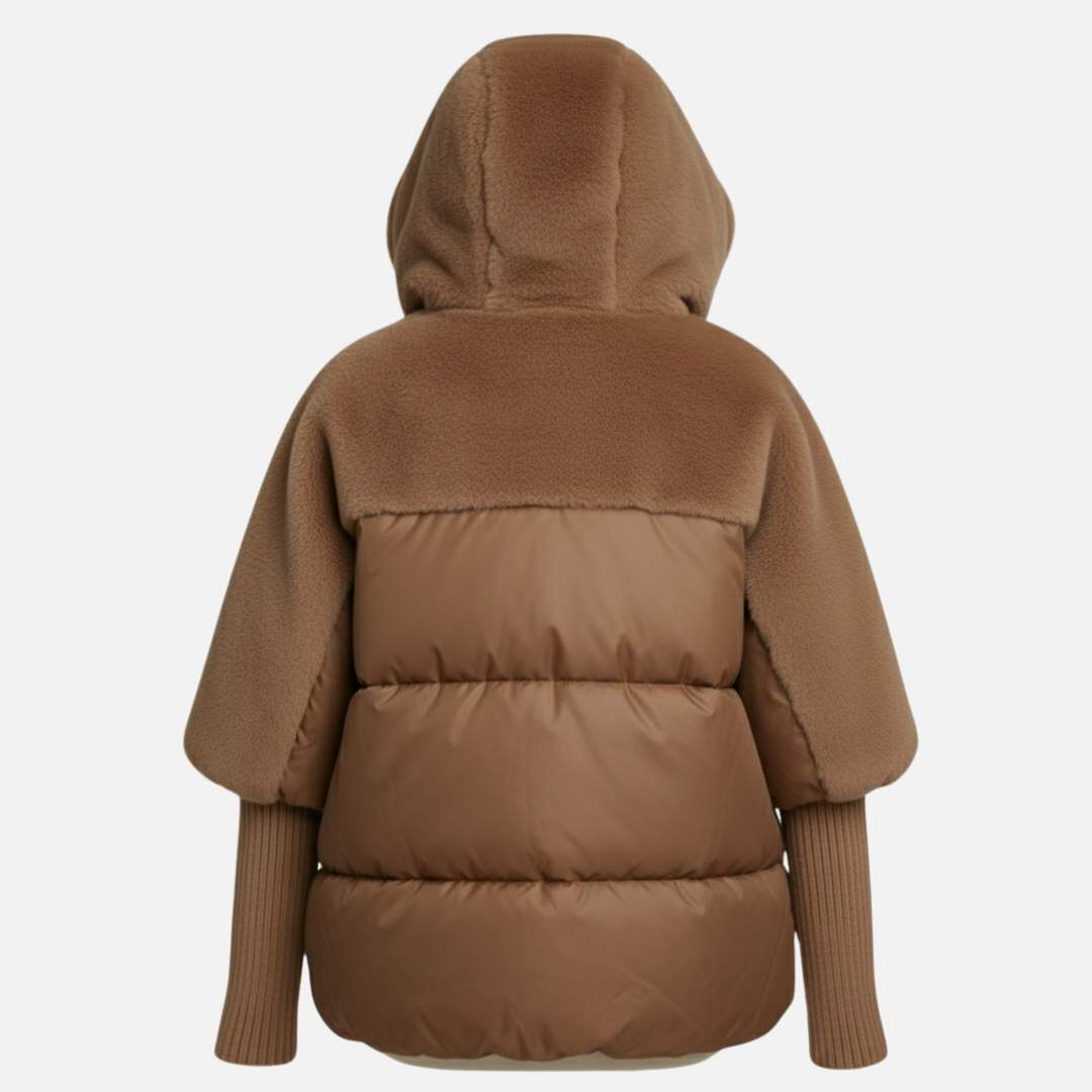 Damen Pufferjacke – Plüschige Kapuzen-Winterjacke