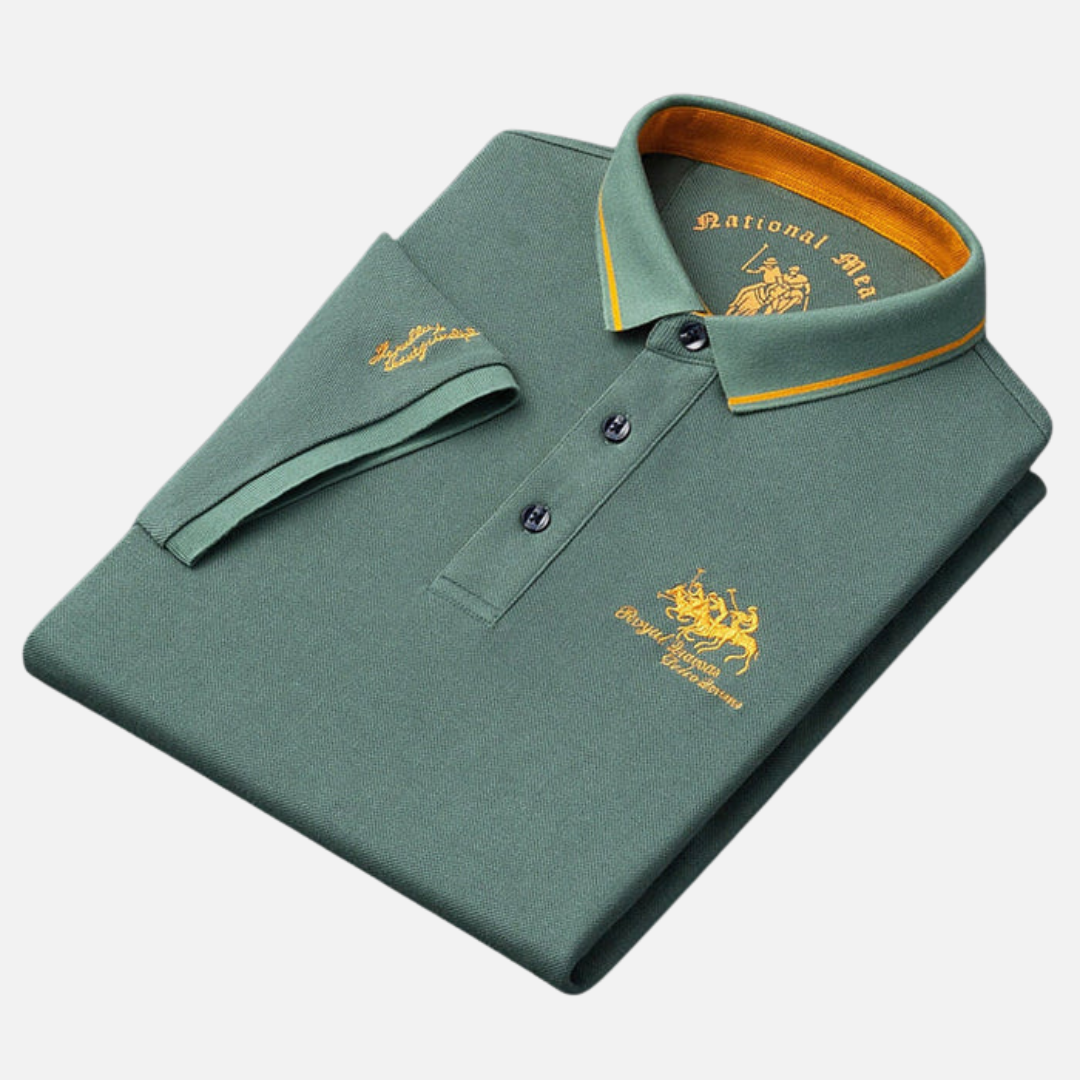 Herren Besticktes Langarm-Polohemd