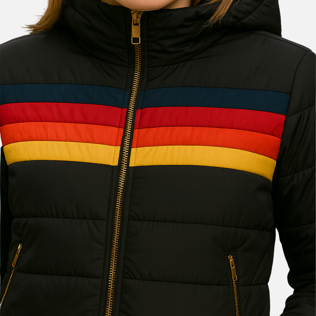 Vintage Regenbogenstreifenjacke für Frauen