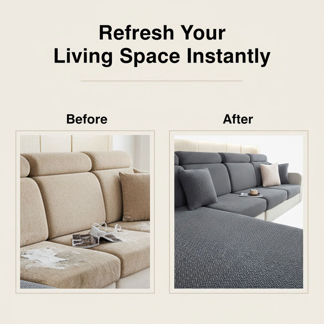 Corner sofa cover - Stretchable fabric - Assembly instructions included