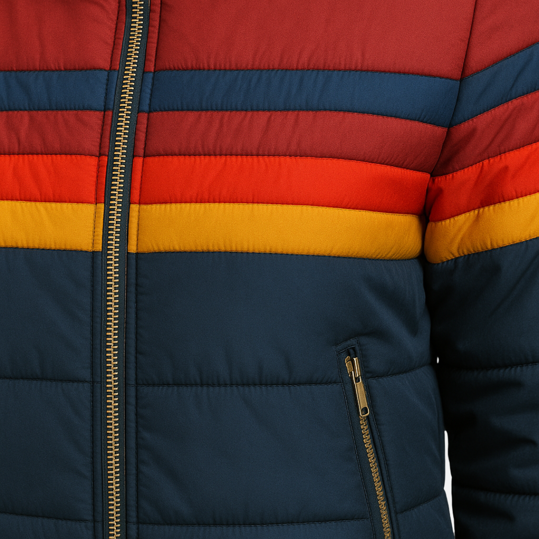 Damen Retro Farb Puffer Warmjacke
