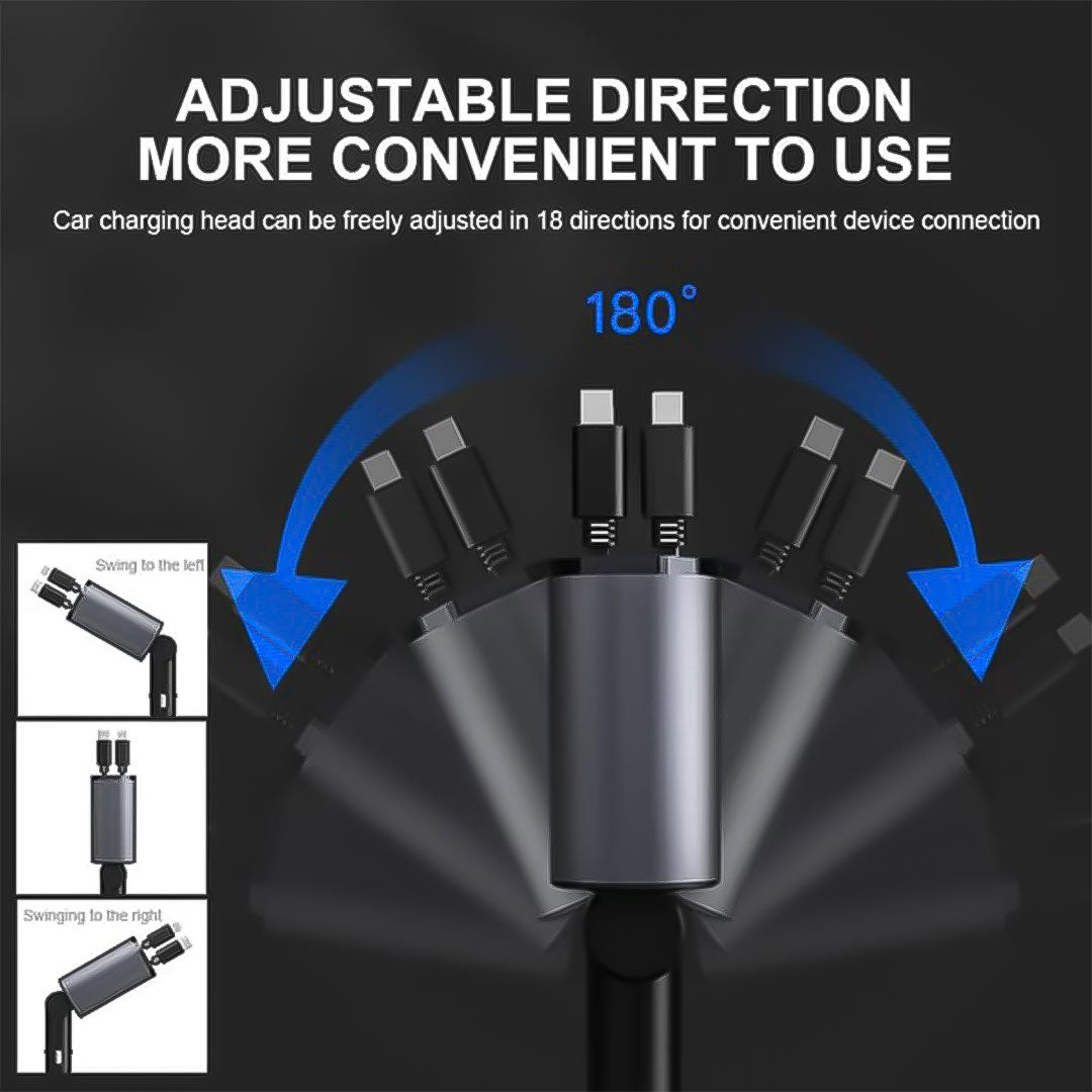 Auto-Ladeadapter - Aufrollbares Kabel - Dual-Port
