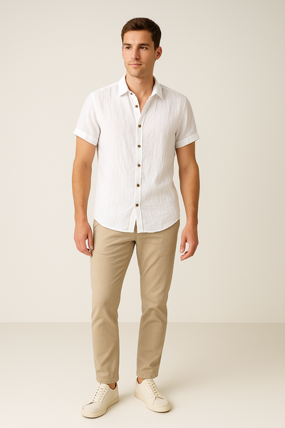 Sommerhemd - Herren Leichtes Kurzarm Button-Up Hemd