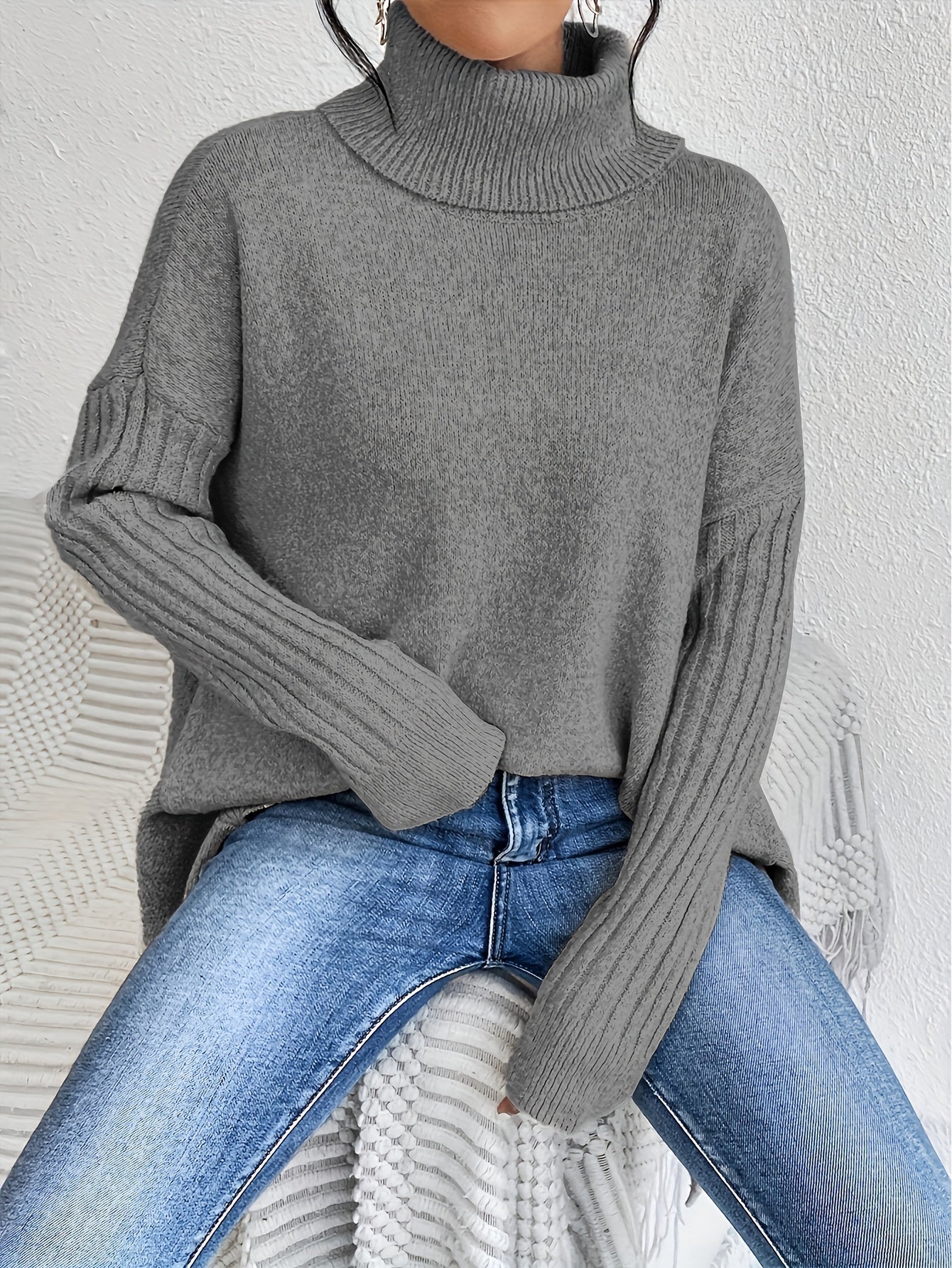 Damen Rollkragenpullover | Oversized Passform mit modernem hohen Kragen