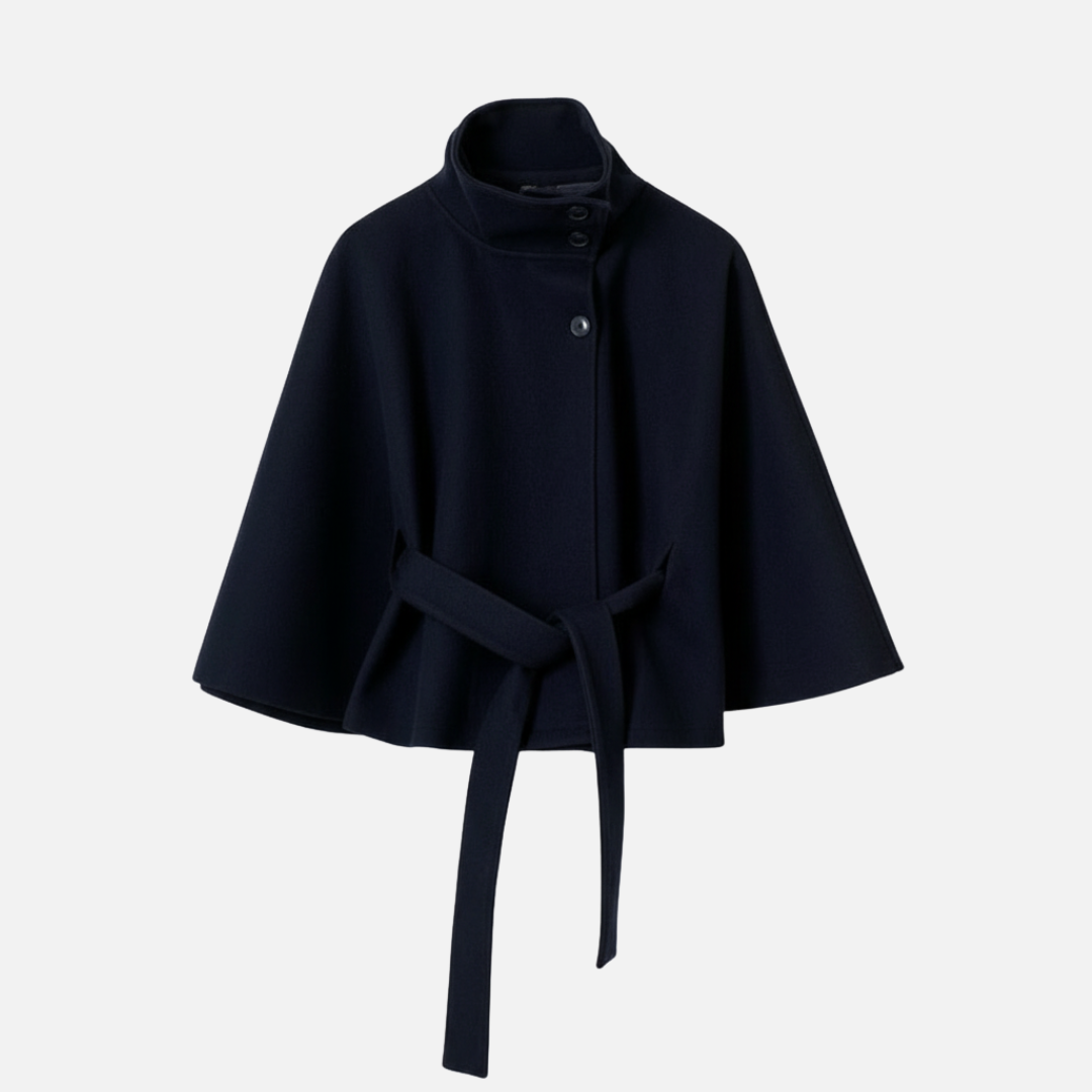 Eleganter Damen-Wollcape mit Gürtel