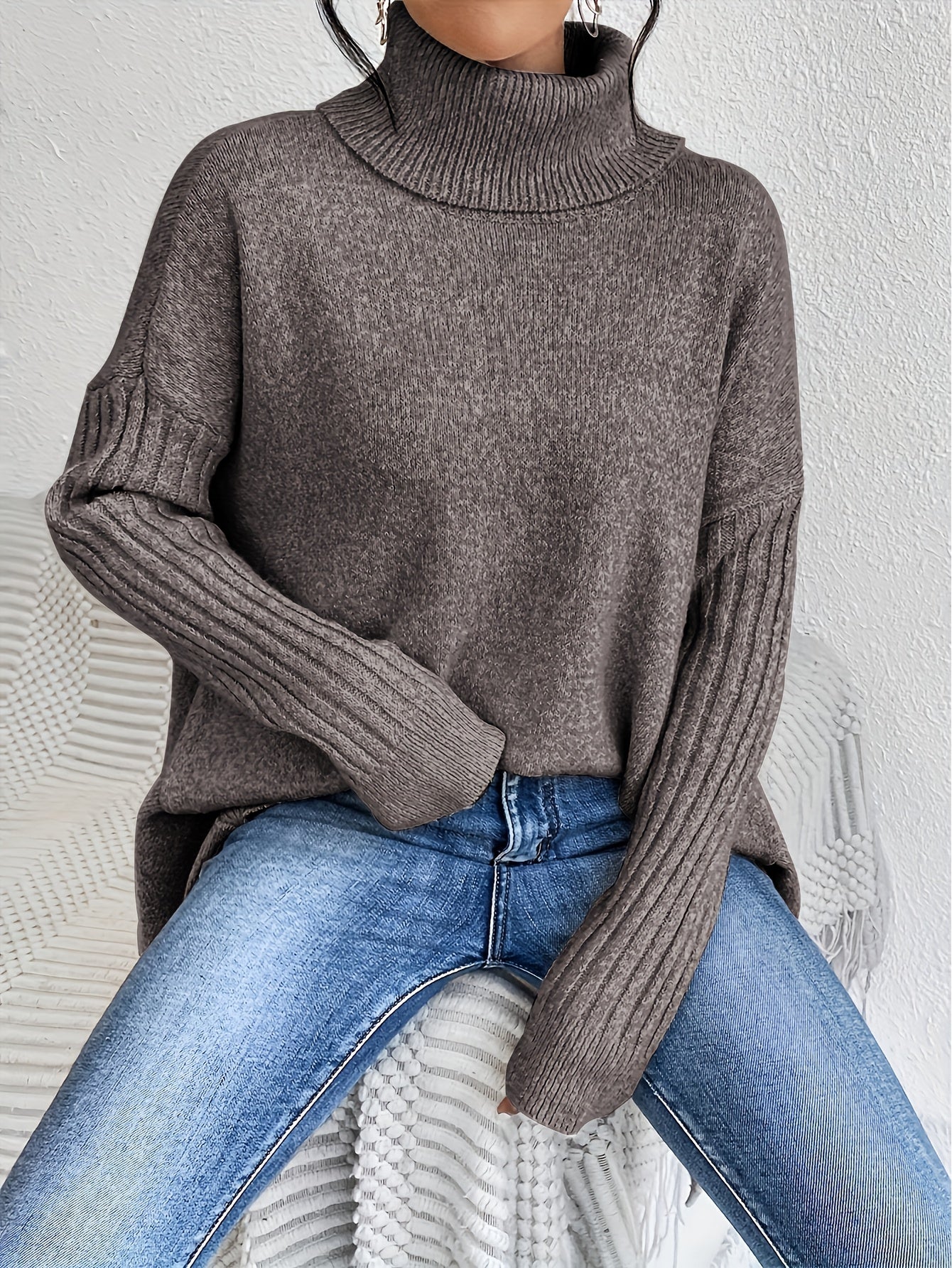 Damen Rollkragenpullover | Oversized Passform mit modernem hohen Kragen