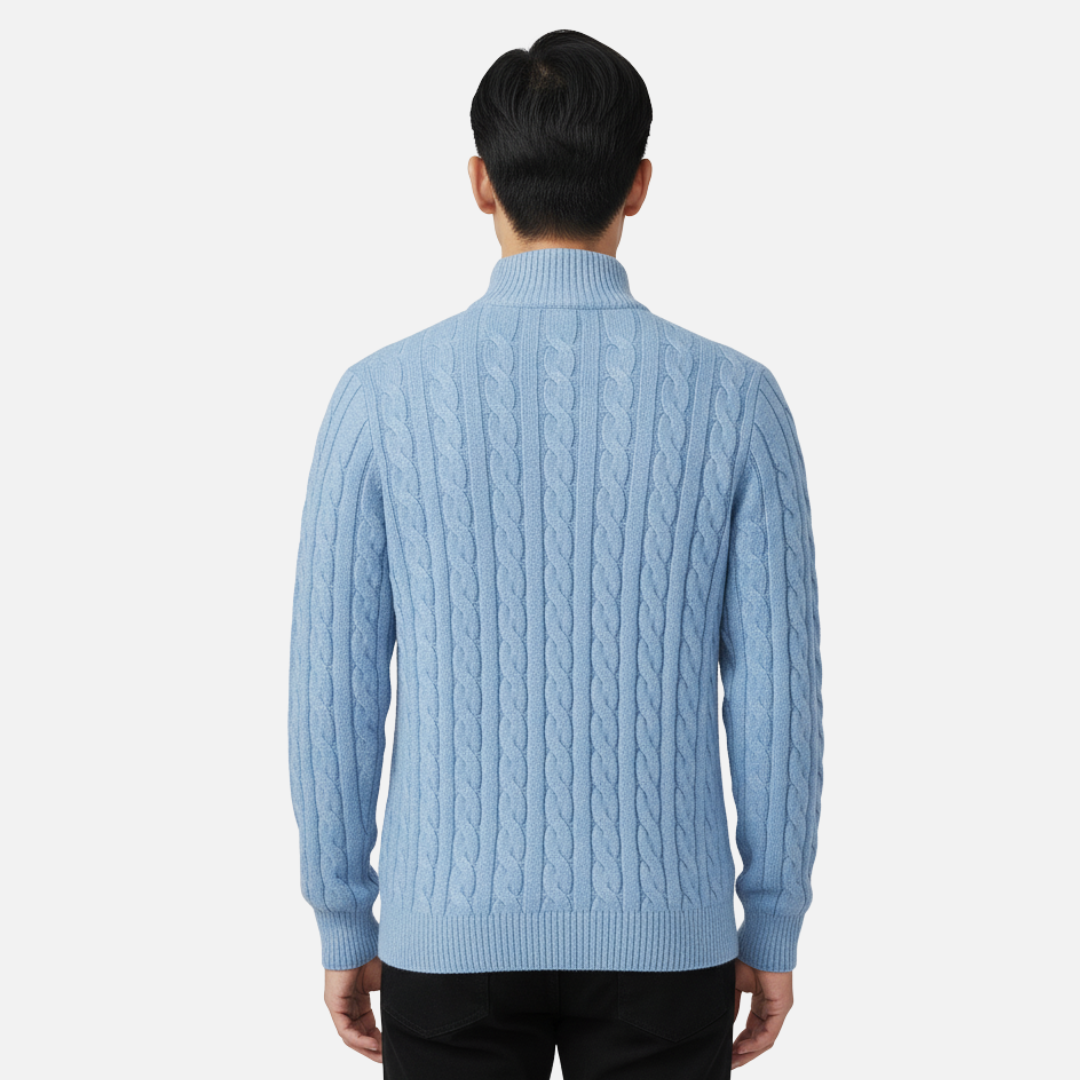 Herren Merinowolle Viertel-Reißverschluss Pullover
