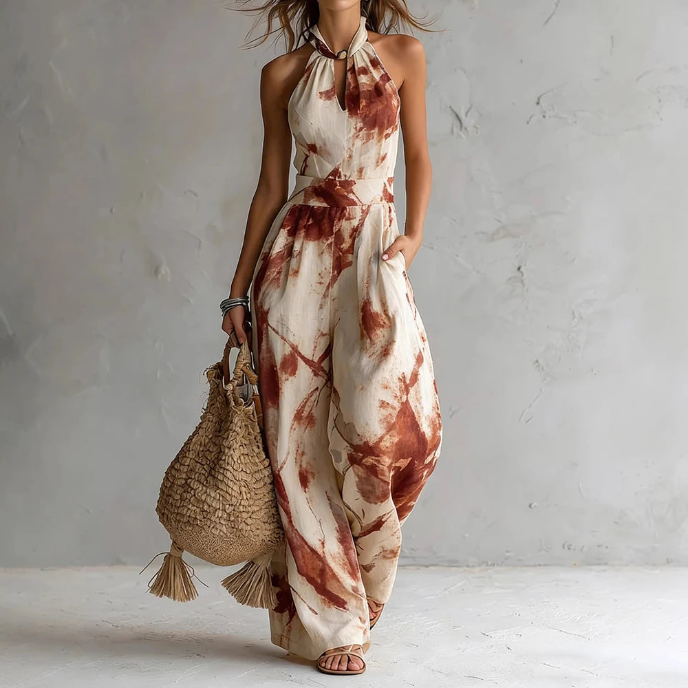 Zare | Damen Maxikleid mit floralem Druck und Halterneck