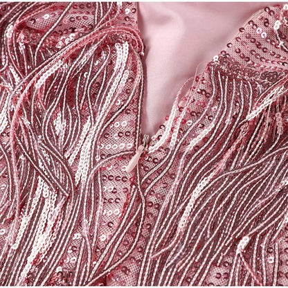 Damen Mini-Kleid mit Trägern und Fransen mit Federbesatz