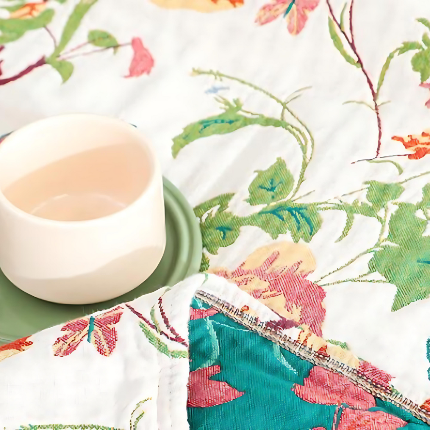 Botanical Bluebird Reversible Cotton Blanket 