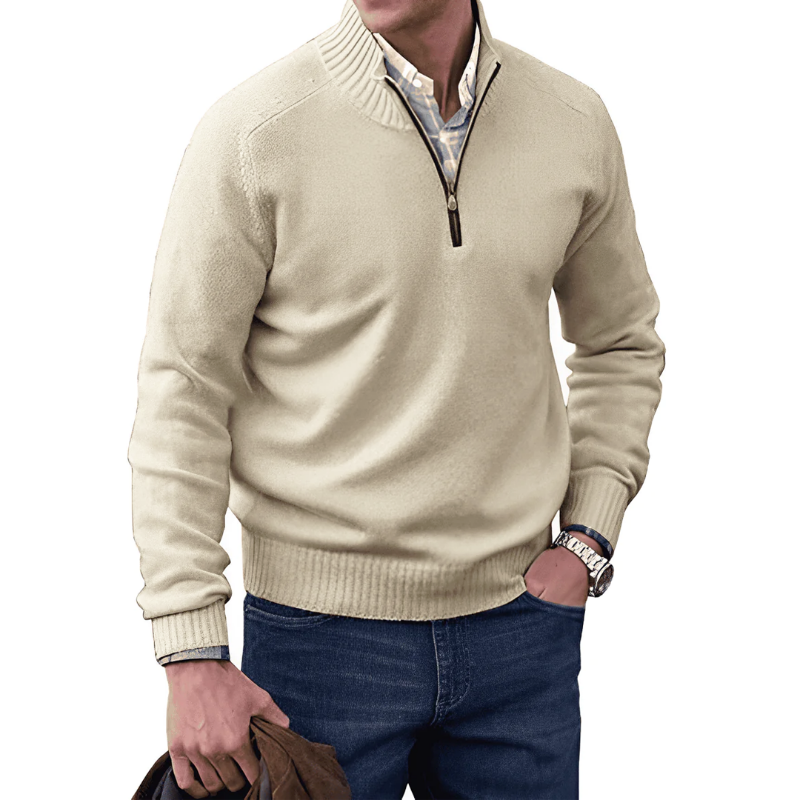 Herren Viertelzip-Pullover - Winter - Pullover - Strickpullover - Herren Halbzip-Pullover